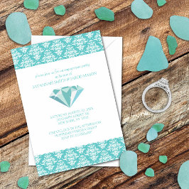 婚約パーティ招待状(ティール（緑がかった色）) 招待状