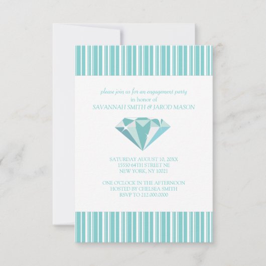 婚約パーティ招待状(ティール(緑がかった色)) 招待状 (正面)