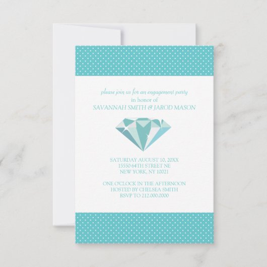 婚約パーティ招待状(ティール(緑がかった色)) 招待状 (正面)