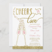 婚約パーティ招待状、フェイクグリッター、フォイル 招待状 (正面)