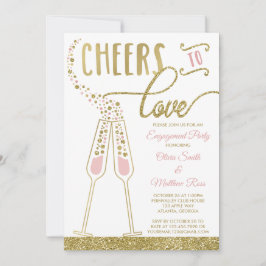 婚約パーティ招待状、フェイクグリッター、フォイル 招待状