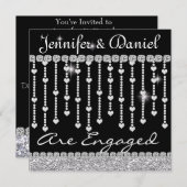 婚約パーティ招待状(結晶とハート) 招待状 (正面/裏面)