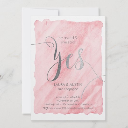 婚約パーティ発表SheはYes 招待状 (正面)