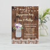 婚約パーティ素朴ウッドフローラジャー招待状 招待状 (スタンド正面)