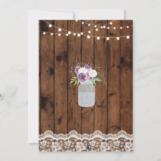 婚約パーティ素朴ウッドフローラジャー招待状 招待状 (裏面)