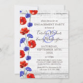 婚約パーティ素朴ウッド&レッドポピーの国 招待状 (正面)