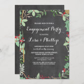婚約パーティ素朴シャワーウィンターチョーク招待状 招待状 (正面/裏面)