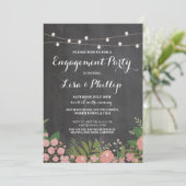 婚約パーティ素朴シャワーフローラチョーク招待状 招待状 (スタンド正面)