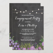 婚約パーティ素朴シャワーフローラチョーク招待状 招待状 (正面/裏面)