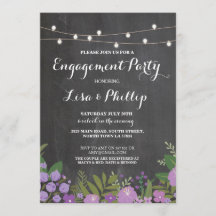 婚約パーティ素朴シャワーフローラチョーク招待状
