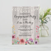 婚約パーティ素朴シャワーフローラ招待状 招待状 (スタンド正面)