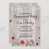 婚約パーティ素朴シャワーフローラ招待状 招待状 (正面/裏面)