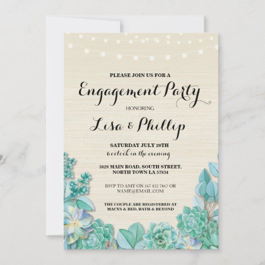 婚約パーティ素朴シャワー多糖性招待状 招待状 (正面)