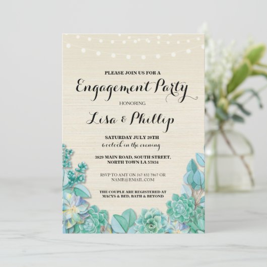 婚約パーティ素朴シャワー多糖性招待状 招待状 (スタンド正面)