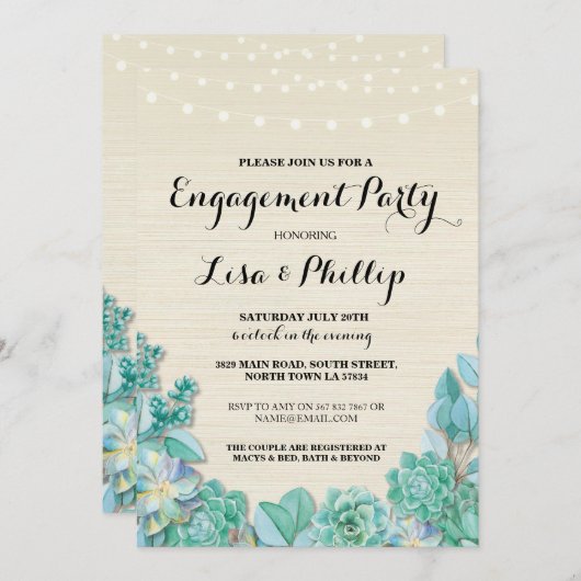 婚約パーティ素朴シャワー多糖性招待状 招待状 (正面/裏面)