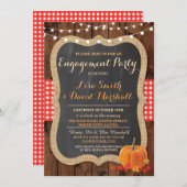 婚約パーティ素朴シャワー秋カボチャ招待状 招待状 (正面/裏面)