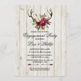 婚約パーティ素朴シャワー〔雄ジカの〕枝角スタグ招待状 招待状