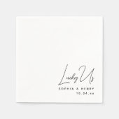 婚約パーティ結婚の新郎新婦ラッキーアメリカ スタンダードカクテルナプキン (正面)