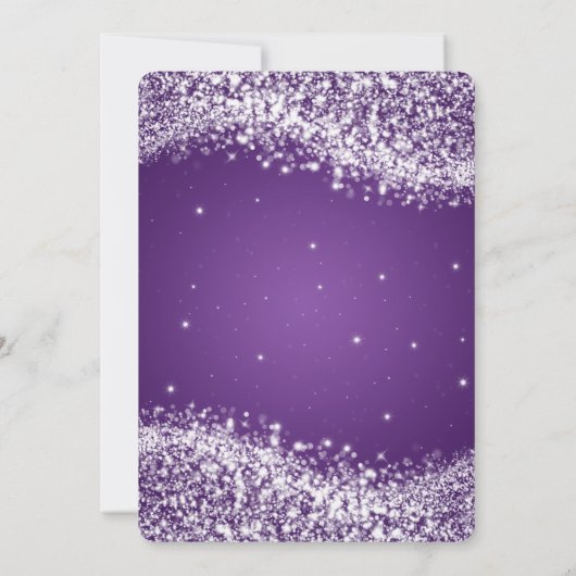 婚約パーティ結婚波パきらめくープル 招待状 (裏面)