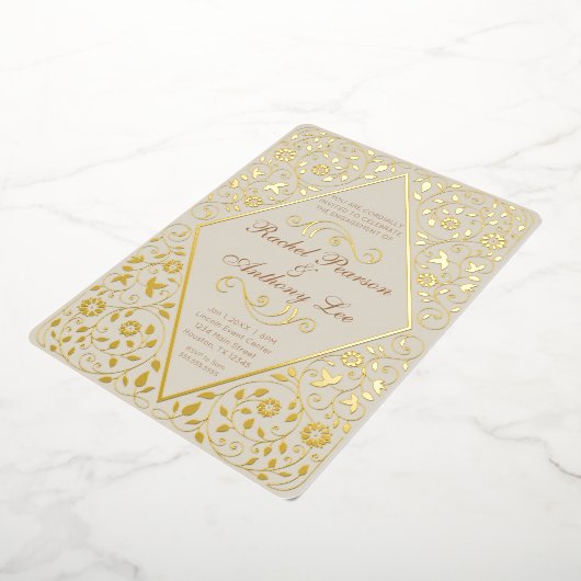 婚約パーティ華美植物箔招待状 箔招待状 (回転した状態)