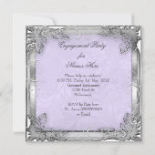 婚約パーティ薄紫ホワイトシルバーフォト 招待状 (裏面)