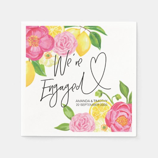 婚約パーティ装飾春フローラ スタンダードカクテルナプキン (正面)