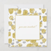 婚約パーティ金ゴールドとシルバーストローク 招待状 (裏面)