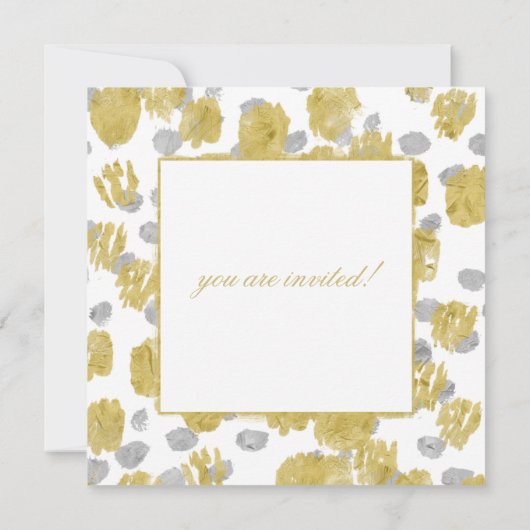 婚約パーティ金ゴールドとシルバーストローク 招待状 (裏面)