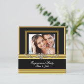 婚約パーティ金ゴールドシルバーフォト2 招待状 (スタンド正面)