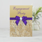 婚約パーティ金ゴールドシークイン王室のズパープルボウ 招待状 (スタンド正面)