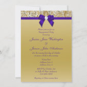 婚約パーティ金ゴールドシークイン王室のズパープルボウ 招待状 (裏面)