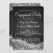 婚約パーティ·ウェきらめくーブ·ブラック 招待状 (正面/裏面)