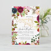 婚約パーティ·ウォーターカラー·フラワーズ、ブルゴーニュ海軍 案内状 (スタンド正面)