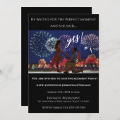 婚約パーティ – フォトフォト花火の背景 –  招待状 (正面/裏面)