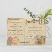 婚約パーティ、ヴィンテージ、古い郵便はがきのスタイル 招待状 (スタンド正面)