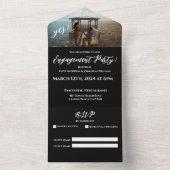 婚約パーティ – 写真 – ガゼボと波止場背景 –  オールインワン招待状 (内側)