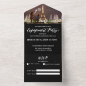 婚約パーティ – 写真 – パリ背景 –  オールインワン招待状 (内側)