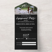 婚約パーティ – 写真 – 緑の湖の背景 –  オールインワン招待状 (内側)