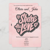 婚約パーティ – 愛共有。編集可能 招待状 (正面/裏面)