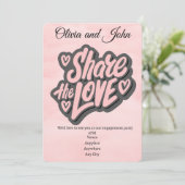 婚約パーティ – 愛共有。編集可能 招待状 (スタンド正面)