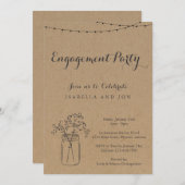 婚約パーティ|素朴なクラフト紙 招待状 (正面/裏面)