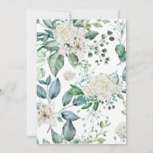 婚約パーティ、花、ピンク緑 招待状 (裏面)