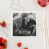 婚約パーティmistletoe自分の写真を追加 スタンダードカクテルナプキン (インサイチュ)