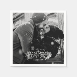 婚約パーティmistletoe自分の写真を追加 スタンダードカクテルナプキン