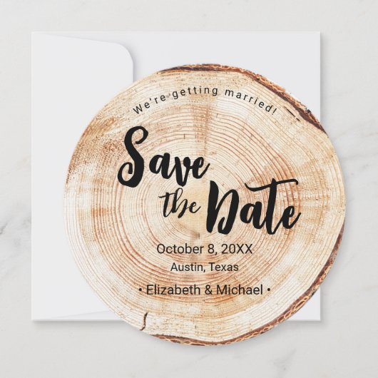 婚約フォトウッドグレイン素朴結婚ズ 招待状 (正面)