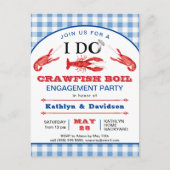 婚約フォトクロウフィッシュ煮沸パーティの招待状 ポストカード (正面)