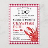 婚約フォトクロウフィッシュ煮沸パーティの招待状 ポストカード (正面)