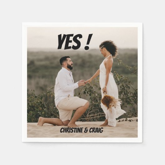 婚約フォトパーティーナプキンス スタンダードカクテルナプキン (正面)