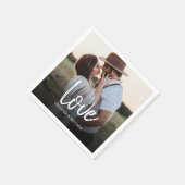 婚約フォトラブタイポグラフィ スタンダードカクテルナプキン (角)