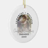 婚約フォト初めてのクリスマス婚約したカップル セラミックオーナメント (右)